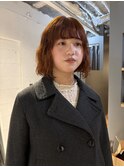 山本/ボブ吉祥寺パーマオレンジブラウンブリーチなしカラー
