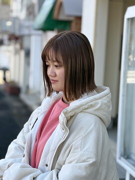 ヘアーサロン グラブ(hair Salon grab) ナチュラルブラウンのきりっぱなしボブ
