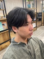 メンズカットハイライトマッシュパーマウルフアッシュブラック