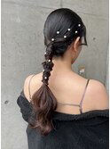 20代30代♪大人可愛いブラウンカラーゆるふわローポニ