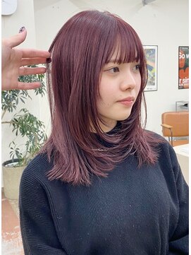 パークレーン アイス イヴェン(park lane ICI yeven) ブリーチなしダブルカラーピンクパープルレイヤーカット初カラー