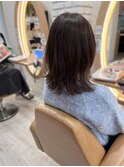 大人可愛い艶カラーココアブラウン40代50代レイヤーミディアム