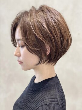 アプリール(Aprire) 透明感夏レイヤーカットショートボブ軽やかオレンジベージュ