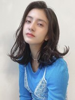 カナン 銀座(CANAAN)&nbsp;地毛風カラー　切りっぱなし鎖骨ミディ　ブリーチなしグレージュ