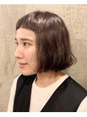 ボブパーマ/黒髪パーマ/切りっぱなしボブ/ショートボブ