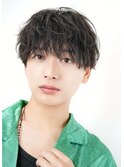 シースルーラウンドマッシュウルフフェザーショート