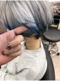 シルバーグラデーション裾カラーケアブリーチブルー
