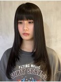 調布透明感カラー顔周りレイヤーカットロングヘア地毛風カラー