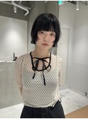 天神大名顔周りレイヤーカットミディアムボブタッセルボブパーマ