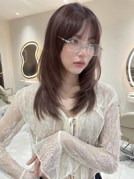 サイン 渋谷(SIGN) 韓国ヘアーハッシュカットレイヤーカットグレージュブリーチ無し