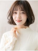 オン眉/ゆるふわボブ/無造作/小顔カット/スモーキーカラー/20代e