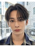 韓国マッシュフェザーパーマニュアンスパーマセンターパート黒髪