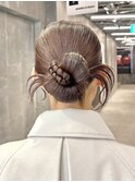 ヘアセット お呼ばれヘア カチモリ シニヨン タイトヘア お団子