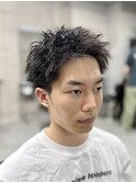 スパイキールーズパーマの1ヶ月後の、カット後の仕上がり