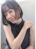 小顔_デザインカラー_厚めバング_ローライト_スリークボブ