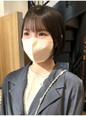 新宿 大人可愛い 20代30代40代 丸みショート 耳掛けショートボブ