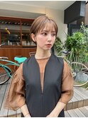 大人可愛いバングショート×ナチュラルブラウン