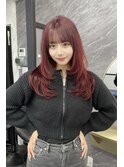 ワインレッド×レイヤーカット 【韓国ヘア 梅田】
