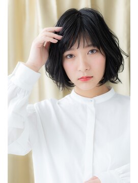 カバーヘア イヴ 戸頭店(COVER HAIR EVE) アッシュブラックひし形Aラインボブパーマ310X戸頭20代30代40代