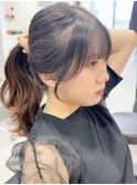 大人カワイイ小顔になるワンレンネビージュ黒髪ボブルフ髪質改善