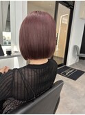 軽やか冬ショートボブ小顔ピンクブラウン透明感似合わせカット