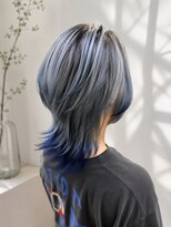 ウルッシュ(Urlush) シルバーグレージュ×ネイビーブルー裾カラー