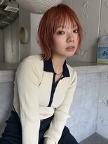 ルーム(Loom.)&nbsp;ケアブリーチ オレンジベージュ レイヤーボブ ハッシュカット