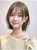 透明感ベージュくびれボブ