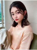20代シースルーぱっつん前髪で可愛いくびれボブ結べるボブ