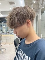 韓国メンズアッシュグレージュシースルーマッシュシルバーカラー