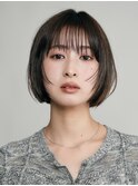 横浜西口顔周りレイヤーカットくびれヘア切りっぱなしボブ30代  