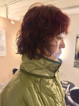 レイヤーボブ/ボブパーマ/くせ毛風パーマ/コテ巻きパーマ