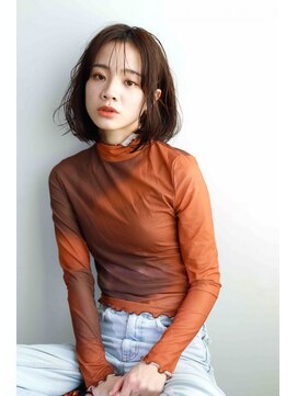 ムウ 難波(MOU) ボブクールショート前髪イメチェンピンクベージュ30代40代50代