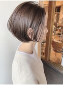 大人ナチュラル長めショートボブ耳掛けコンパクト小顔