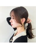 大人可愛い韓国流れる顔周り小顔カット後れ毛ヘアアレンジ