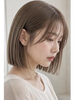 ヘアアンドメイク アース 入間店(HAIR&MAKE EARTH)&nbsp;切りっぱなしボブ × ベージュ