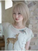 《Agu hair》レイヤーカットミルクティー ブロンドハイトーン