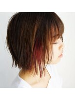 ザッツ ヘアークリエイト(ZATZ HAIR CREATE) red pink インナー color　×　切りっぱなしボブ