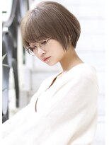 前髪あり耳掛け丸みくびれショートボブ20代30代40代50代(蘭)