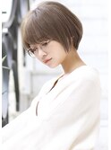 前髪あり耳掛け丸みくびれショートボブ20代30代40代50代(蘭)