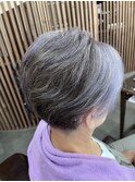 白髪を活かしてハイトーン白髪染め　ラベンダーアッシュ