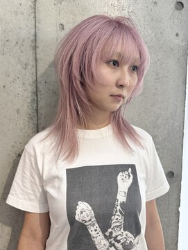 ムード(mood) ピンクカラー/レイヤーカット/ハイトーン/ブリーチ/ケアブリーチ