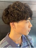 ツーブロックマッシュ ナチュラルパーマ 束感 20代 30代