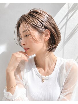 アッシュ 学芸大学店(Ash) グラボブ/大人女性/ラテベージュ/白髪ぼかし/脱白髪染め