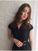 ロングハニーヘアマーメイドアッシュエフォートレス厚めバング