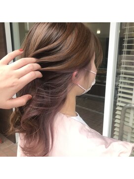 ヘアーサロンデフォーエバー(hairsalon de Forever) 【ワンレンミディ●インナーブリーチ1回パープルピンク】