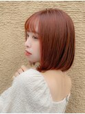 可愛い＆色っぽい大人ボブ/重めボブ/シースルーバング/オレンジ