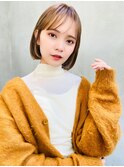 mowen 切りっぱなしボブ×内巻き×柔らかベージュ