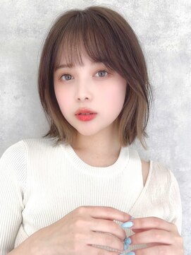 オーバーヘアー 尼崎店(over hair) 【over hair】外ハネボブ×シースルーバング×ショコラブラウン