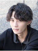 【波巻きセンターパートウルフ】コンマバングツイストスパイラル